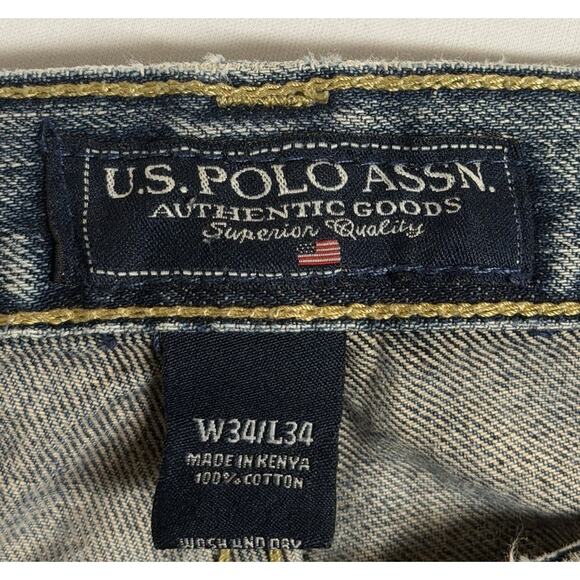 Vintage US Polo Assn Jeans Mens 34x34 Blue Carpenter Utility Workwear Y2K - Picture 7 of 16